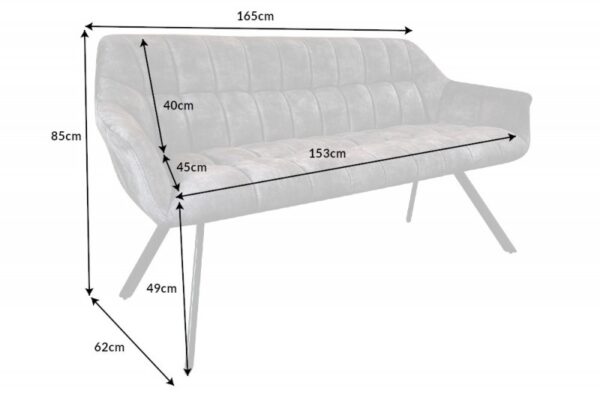 Lavice Papillon 165cm Samet šedá