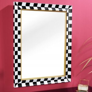 Nástěnné zrcadlo Chess 80cm černobílá zlatá